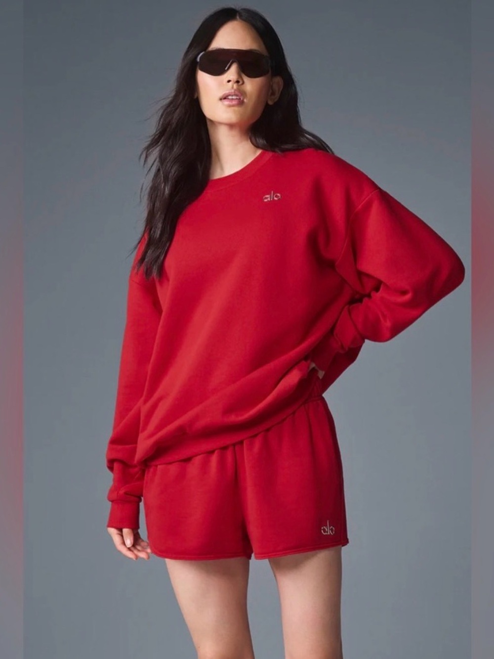 Alo Accolade Bold Red Crewneck Sweatshirt